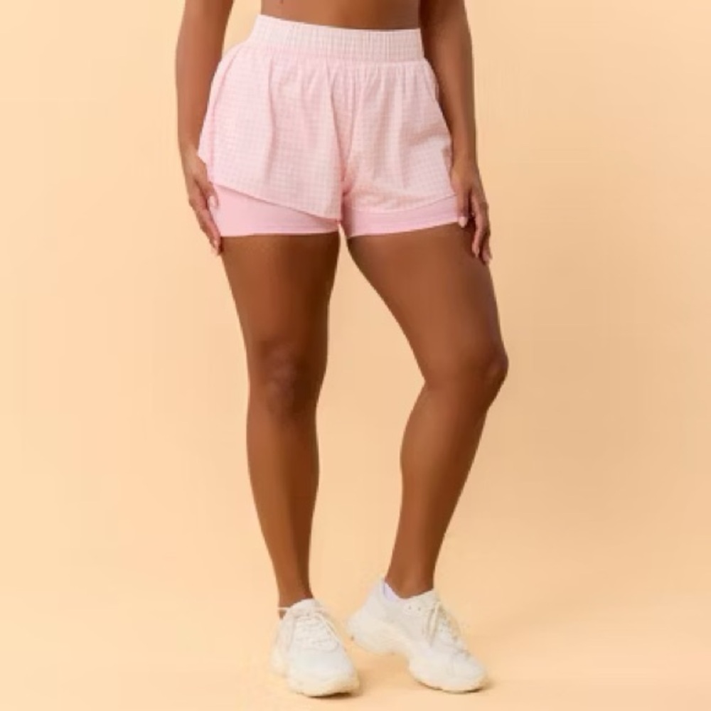 Blogilates Women's Woven Ruffle Shorts  Pink Floral M
